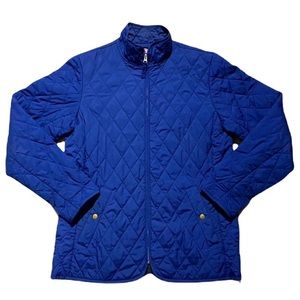 Lands' End Quilted Zippered Coat / Jacket - Navy Blue - Side Pockets - sz small